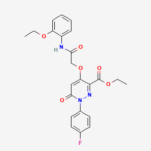 molecular formula C23H22FN3O6 B2502087 Ethyl 4-(2-((2-ethoxyphenyl)amino)-2-oxoethoxy)-1-(4-fluorophenyl)-6-oxo-1,6-dihydropyridazine-3-carboxylate CAS No. 899943-05-6