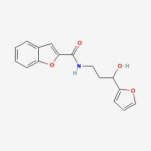 molecular formula C16H15NO4 B2502096 N-[3-(FURAN-2-YL)-3-HYDROXYPROPYL]-1-BENZOFURAN-2-CARBOXAMIDE CAS No. 1421516-45-1