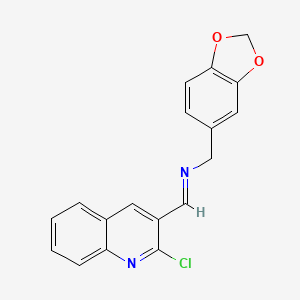 molecular formula C18H13ClN2O2 B2502103 N-(1,3-benzodioxol-5-ylmethyl)-1-(2-chloroquinolin-3-yl)methanimine CAS No. 793727-68-1