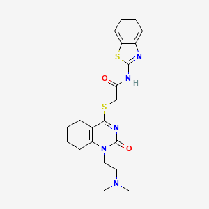 molecular formula C21H25N5O2S2 B2502124 N-(1,3-benzothiazol-2-yl)-2-({1-[2-(dimethylamino)ethyl]-2-oxo-1,2,5,6,7,8-hexahydroquinazolin-4-yl}sulfanyl)acetamide CAS No. 899749-27-0