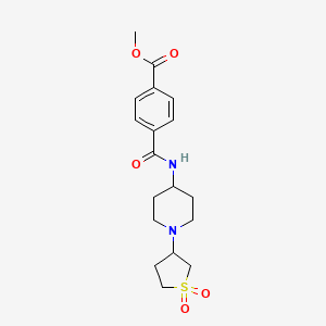 molecular formula C18H24N2O5S B2502131 Methyl 4-((1-(1,1-dioxidotetrahydrothiophen-3-yl)piperidin-4-yl)carbamoyl)benzoate CAS No. 2034519-56-5