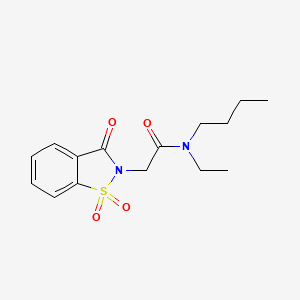 molecular formula C15H20N2O4S B2502141 N-butyl-2-(1,1-dioxido-3-oxobenzo[d]isothiazol-2(3H)-yl)-N-ethylacetamide CAS No. 1291870-23-9