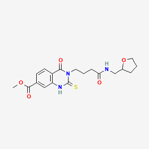 molecular formula C19H23N3O5S B2502184 methyl 4-oxo-3-(3-{[(oxolan-2-yl)methyl]carbamoyl}propyl)-2-sulfanylidene-1,2,3,4-tetrahydroquinazoline-7-carboxylate CAS No. 946354-33-2