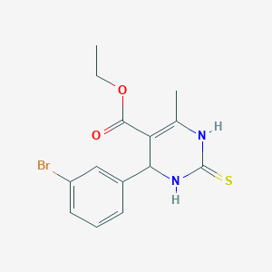 molecular formula C14H15BrN2O2S B2502207 Ethyl 4-(3-bromophenyl)-6-methyl-2-thioxo-1,2,3,4-tetrahydropyrimidine-5-carboxylate CAS No. 294854-53-8