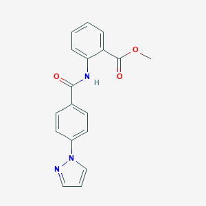 molecular formula C18H15N3O3 B250223 methyl 2-[4-(1H-pyrazol-1-yl)benzamido]benzoate 