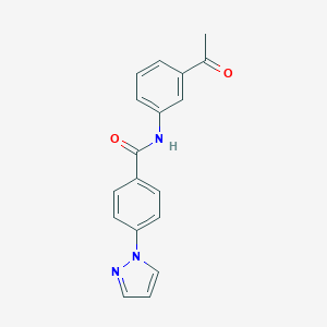 molecular formula C18H15N3O2 B250224 N-(3-acetylphenyl)-4-(1H-pyrazol-1-yl)benzamide 