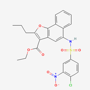 molecular formula C24H21ClN2O7S B2502254 ETHYL 5-(4-CHLORO-3-NITROBENZENESULFONAMIDO)-2-PROPYLNAPHTHO[1,2-B]FURAN-3-CARBOXYLATE CAS No. 421579-44-4