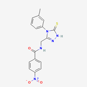 molecular formula C17H15N5O3S B2502270 N-{[4-(3-methylphenyl)-5-sulfanylidene-4,5-dihydro-1H-1,2,4-triazol-3-yl]methyl}-4-nitrobenzamide CAS No. 391886-55-8
