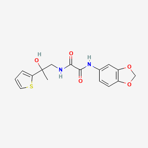 molecular formula C16H16N2O5S B2502273 N'-(2H-1,3-benzodioxol-5-yl)-N-[2-hydroxy-2-(thiophen-2-yl)propyl]ethanediamide CAS No. 1351634-47-3