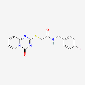molecular formula C16H13FN4O2S B2502275 N-[(4-fluorophenyl)methyl]-2-({4-oxo-4H-pyrido[1,2-a][1,3,5]triazin-2-yl}sulfanyl)acetamide CAS No. 896328-54-4