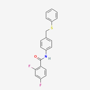 molecular formula C20H15F2NOS B2502280 2,4-difluoro-N-{4-[(phenylsulfanyl)methyl]phenyl}benzenecarboxamide CAS No. 321431-82-7