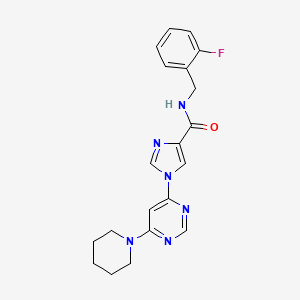 molecular formula C20H21FN6O B2502286 N-[(2-fluorophenyl)methyl]-1-[6-(piperidin-1-yl)pyrimidin-4-yl]-1H-imidazole-4-carboxamide CAS No. 1251628-19-9