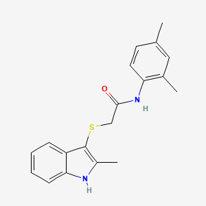 molecular formula C19H20N2OS B2502388 N-(2,4-dimethylphenyl)-2-[(2-methyl-1H-indol-3-yl)sulfanyl]acetamide CAS No. 536701-91-4
