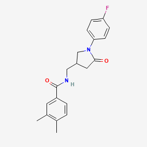 molecular formula C20H21FN2O2 B2502389 N-{[1-(4-fluorophenyl)-5-oxopyrrolidin-3-yl]methyl}-3,4-dimethylbenzamide CAS No. 954596-42-0
