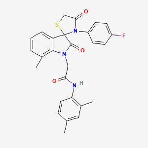 molecular formula C27H24FN3O3S B2502411 N-(2,4-dimethylphenyl)-2-(3'-(4-fluorophenyl)-7-methyl-2,4'-dioxospiro[indoline-3,2'-thiazolidin]-1-yl)acetamide CAS No. 899943-62-5