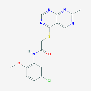 molecular formula C16H14ClN5O2S B2502440 N-(5-chloro-2-methoxyphenyl)-2-((7-methylpyrimido[4,5-d]pyrimidin-4-yl)thio)acetamide CAS No. 1251569-86-4