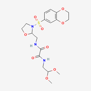 N1-((3-((2,3-dihydrobenzo[b][1,4]dioxin-6-yl)sulfonyl)oxazolidin-2-yl)methyl)-N2-(2,2-dimethoxyethyl)oxalamide