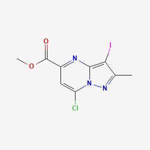 molecular formula C9H7ClIN3O2 B2502444 Methyl 7-chloro-3-iodo-2-methylpyrazolo[1,5-a]pyrimidine-5-carboxylate CAS No. 2490405-99-5