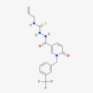 molecular formula C18H17F3N4O2S B2502454 N-allyl-2-({6-oxo-1-[3-(trifluoromethyl)benzyl]-1,6-dihydro-3-pyridinyl}carbonyl)-1-hydrazinecarbothioamide CAS No. 477852-93-0