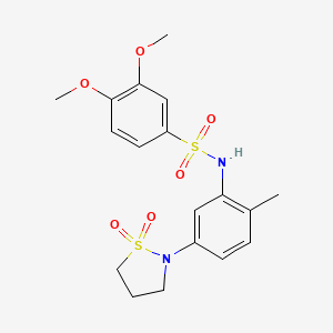 molecular formula C18H22N2O6S2 B2502478 N-(5-(1,1-dioxidoisothiazolidin-2-yl)-2-methylphenyl)-3,4-dimethoxybenzenesulfonamide CAS No. 946215-40-3
