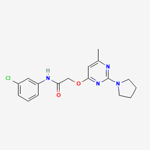molecular formula C17H19ClN4O2 B2502495 N-(3-chlorophenyl)-2-{[6-methyl-2-(pyrrolidin-1-yl)pyrimidin-4-yl]oxy}acetamide CAS No. 1030097-47-2