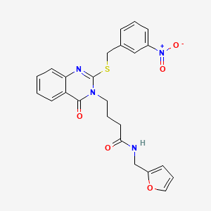molecular formula C24H22N4O5S B2502497 N-(furan-2-ylmethyl)-4-[2-[(3-nitrophenyl)methylsulfanyl]-4-oxoquinazolin-3-yl]butanamide CAS No. 451465-21-7