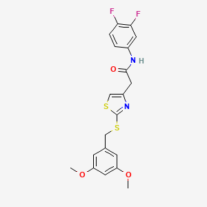molecular formula C20H18F2N2O3S2 B2502519 N-(3,4-difluorophenyl)-2-(2-((3,5-dimethoxybenzyl)thio)thiazol-4-yl)acetamide CAS No. 954092-11-6