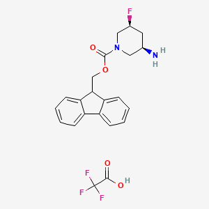 molecular formula C22H22F4N2O4 B2502522 9H-芴-9-基甲基(3R,5S)-3-氨基-5-氟哌啶-1-羧酸盐；2,2,2-三氟乙酸 CAS No. 2413846-99-6