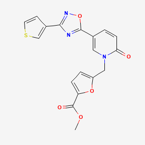molecular formula C18H13N3O5S B2502538 methyl 5-((2-oxo-5-(3-(thiophen-3-yl)-1,2,4-oxadiazol-5-yl)pyridin-1(2H)-yl)methyl)furan-2-carboxylate CAS No. 1396759-37-7