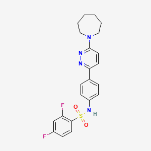 molecular formula C22H22F2N4O2S B2502553 N-{4-[6-(azepan-1-yl)pyridazin-3-yl]phenyl}-2,4-difluorobenzene-1-sulfonamide CAS No. 1171074-30-8