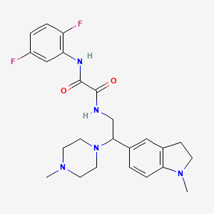 molecular formula C24H29F2N5O2 B2502560 N'-(2,5-difluorophenyl)-N-[2-(1-methyl-2,3-dihydro-1H-indol-5-yl)-2-(4-methylpiperazin-1-yl)ethyl]ethanediamide CAS No. 921925-09-9