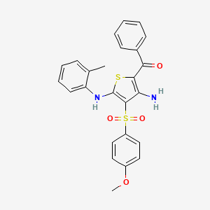 molecular formula C25H22N2O4S2 B2502573 (3-Amino-4-((4-methoxyphenyl)sulfonyl)-5-(o-tolylamino)thiophen-2-yl)(phenyl)methanone CAS No. 866865-90-9