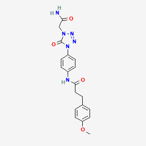 molecular formula C19H20N6O4 B2502577 N-(4-(4-(2-amino-2-oxoethyl)-5-oxo-4,5-dihydro-1H-tetrazol-1-yl)phenyl)-3-(4-methoxyphenyl)propanamide CAS No. 1396806-12-4