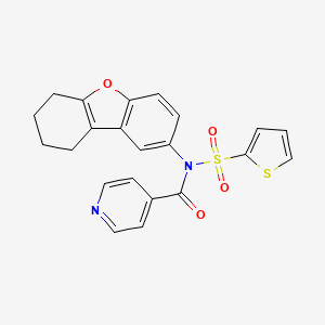 molecular formula C22H18N2O4S2 B2502598 N-{8-oxatricyclo[7.4.0.0^{2,7}]trideca-1(9),2,4,6-tetraen-4-yl}-N-(thiophene-2-sulfonyl)pyridine-4-carboxamide CAS No. 518322-30-0