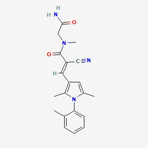 molecular formula C20H22N4O2 B2502604 (E)-N-(2-Amino-2-oxoethyl)-2-cyano-3-[2,5-dimethyl-1-(2-methylphenyl)pyrrol-3-yl]-N-methylprop-2-enamide CAS No. 1445761-90-9