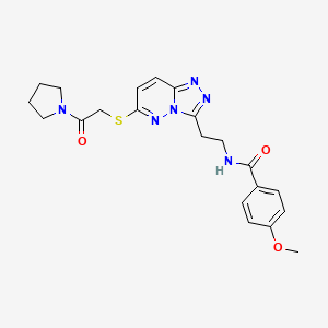 4-methoxy-N-(2-(6-((2-oxo-2-(pyrrolidin-1-yl)ethyl)thio)-[1,2,4]triazolo[4,3-b]pyridazin-3-yl)ethyl)benzamide