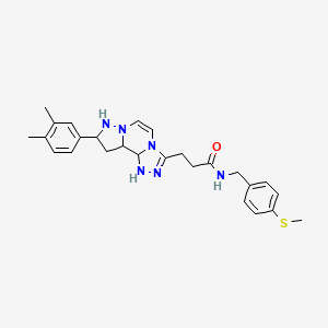 3-[11-(3,4-dimethylphenyl)-3,4,6,9,10-pentaazatricyclo[7.3.0.0^{2,6}]dodeca-1(12),2,4,7,10-pentaen-5-yl]-N-{[4-(methylsulfanyl)phenyl]methyl}propanamide