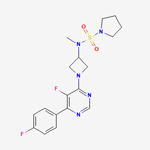 molecular formula C18H21F2N5O2S B2502616 N-{1-[5-fluoro-6-(4-fluorophenyl)pyrimidin-4-yl]azetidin-3-yl}-N-methylpyrrolidine-1-sulfonamide CAS No. 2380190-11-2