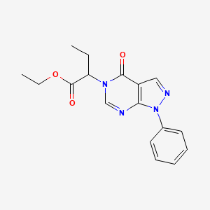 molecular formula C17H18N4O3 B2502659 ethyl 2-(4-oxo-1-phenyl-1H-pyrazolo[3,4-d]pyrimidin-5(4H)-yl)butanoate CAS No. 912621-51-3