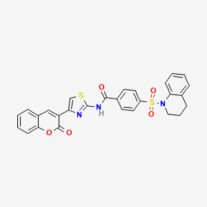 molecular formula C28H21N3O5S2 B2502660 N-[4-(2-oxo-2H-chromen-3-yl)-1,3-thiazol-2-yl]-4-(1,2,3,4-tetrahydroquinoline-1-sulfonyl)benzamide CAS No. 477547-12-9