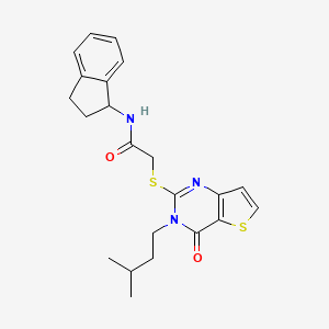 molecular formula C22H25N3O2S2 B2502664 N-(2,3-dihydro-1H-inden-1-yl)-2-{[3-(3-methylbutyl)-4-oxo-3H,4H-thieno[3,2-d]pyrimidin-2-yl]sulfanyl}acetamide CAS No. 1261019-55-9