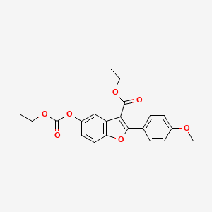 molecular formula C21H20O7 B2502697 Ethyl 5-[(ethoxycarbonyl)oxy]-2-(4-methoxyphenyl)-1-benzofuran-3-carboxylate CAS No. 637749-46-3