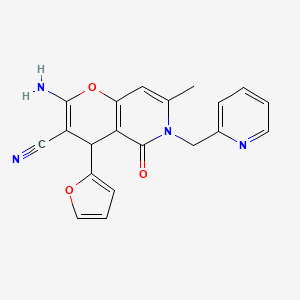 2-amino-4-(furan-2-yl)-7-methyl-5-oxo-6-(pyridin-2-ylmethyl)-5,6-dihydro-4H-pyrano[3,2-c]pyridine-3-carbonitrile