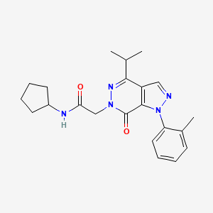 molecular formula C22H27N5O2 B2502722 N-cyclopentyl-2-[1-(2-methylphenyl)-7-oxo-4-(propan-2-yl)-1H,6H,7H-pyrazolo[3,4-d]pyridazin-6-yl]acetamide CAS No. 955840-62-7
