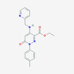 molecular formula C20H20N4O3 B2502725 Ethyl 6-oxo-4-((pyridin-2-ylmethyl)amino)-1-(p-tolyl)-1,6-dihydropyridazine-3-carboxylate CAS No. 922015-89-2