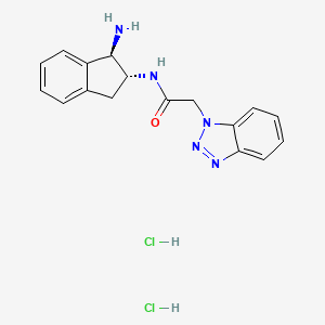 molecular formula C17H19Cl2N5O B2502762 N-[(1R,2R)-1-Amino-2,3-dihydro-1H-inden-2-yl]-2-(benzotriazol-1-yl)acetamide;dihydrochloride CAS No. 2418596-06-0