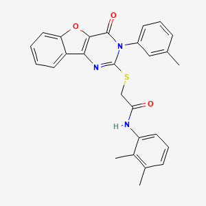 molecular formula C27H23N3O3S B2502806 N-(2,3-dimethylphenyl)-2-((4-oxo-3-(m-tolyl)-3,4-dihydrobenzofuro[3,2-d]pyrimidin-2-yl)thio)acetamide CAS No. 872208-00-9