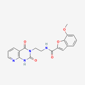 molecular formula C19H16N4O5 B2502820 N-(2-(2,4-dioxo-1,2-dihydropyrido[2,3-d]pyrimidin-3(4H)-yl)ethyl)-7-methoxybenzofuran-2-carboxamide CAS No. 2034351-20-5