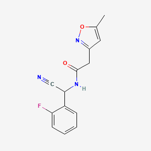 molecular formula C14H12FN3O2 B2502834 N-[Cyano-(2-fluorophenyl)methyl]-2-(5-methyl-1,2-oxazol-3-yl)acetamide CAS No. 1436110-69-8