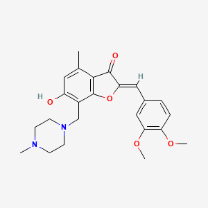 molecular formula C24H28N2O5 B2502867 (Z)-2-(3,4-dimethoxybenzylidene)-6-hydroxy-4-methyl-7-((4-methylpiperazin-1-yl)methyl)benzofuran-3(2H)-one CAS No. 903860-56-0